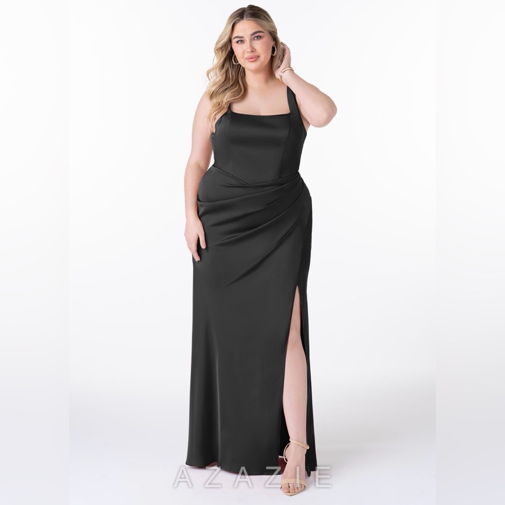 Azazie Black Maxi Dress with Slit